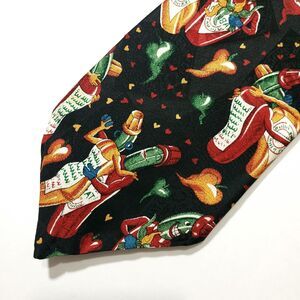 TABASCO Brand 100% Silk Neck Tie Black Bottles Dancing Kissing Hot Sauce A258